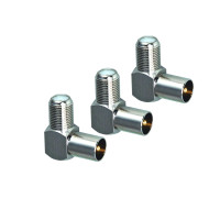 Переходник гнездо F (мама) - штекер TV (папа), угловой, 3 шт