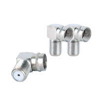 Переходник гнездо F (мама) - штекер F (папа), угловой, 3 шт