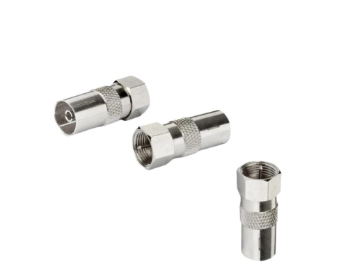 Переходник гнездо TV (мама) - штекер F (папа), 3 шт