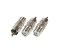 Переходник гнездо F (мама) - штекер RCA (папа), 3 шт
