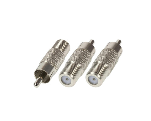 Переходник гнездо F (мама) - штекер RCA (папа), 3 шт