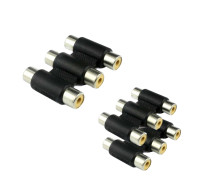 Переходник 3 гнезда RCA (мама) - 3 гнезда RCA (мама), тринокль, 3 шт