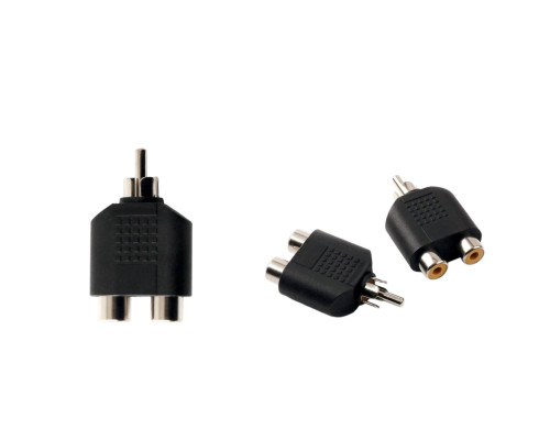 Переходник 2 гнезда RCA (мама) - штекер RCA (папа), 3 шт