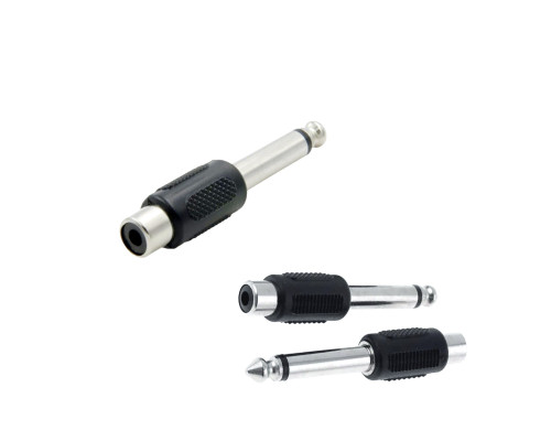 Переходник гнездо RCA (мама) - штекер моно (2 pin) jack 6.35 мм (папа), 3 шт