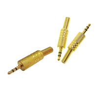 Разъем штекер mini-jack 3.5 мм (папа) стерео (3 pin) с пружиной, металл, золотистый, 3 шт