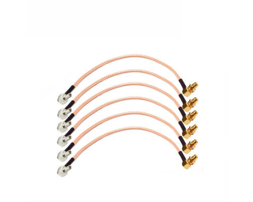 Комплект пигтейл-переходников TS9 - SMA female угловой, кабельная сборка, 6 шт, 15 см