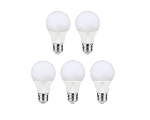 Лампа светодиодная E27/4000К/5 Вт, форма груша, 5 шт