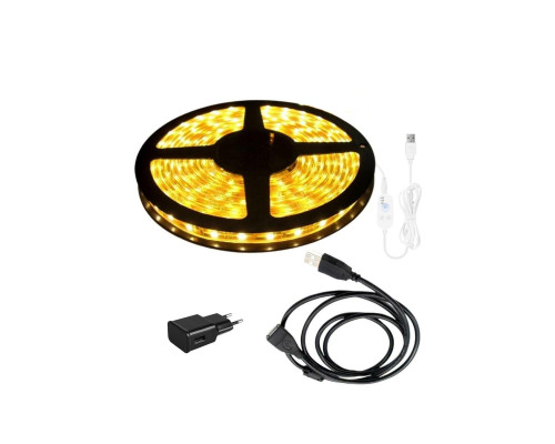 Светодиодная  самоклеящаяся лента BGY-1UA с датчиком движения, 5 м, c удлинителем USB 2.0 длиной 1.5 м и адаптером