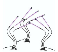 Фитолампа светодиодная для растений с регулируемым зажимом, 3 лампы по 3 панели