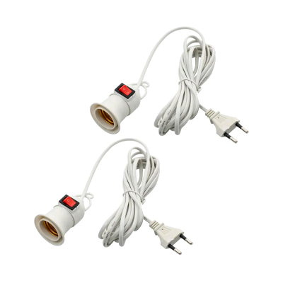  Светильник патрон подвесной с выключателем и кабелем, 2 шт