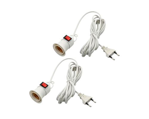 Светильник патрон подвесной с выключателем и кабелем, 2 шт