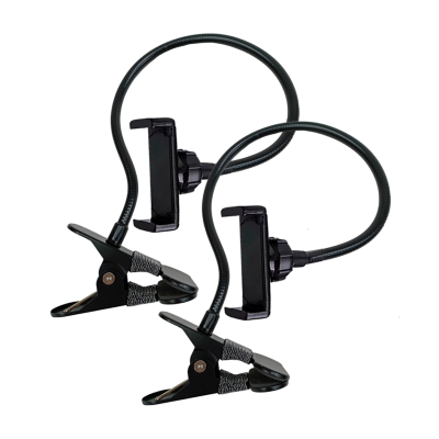 Гибкий держатель GDT85-MPR для телефона до 85 мм и весом 500 гр на металл прищепке, черный, 2 шт