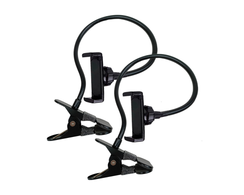 Гибкий держатель GDT85-MPR для телефона до 85 мм и весом 500 гр на металл прищепке, черный, 2 шт