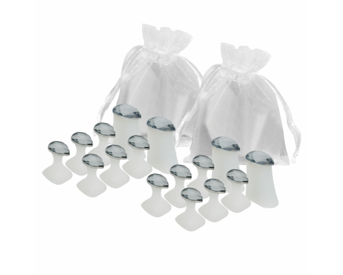 Разделители пальцев для педикюра, прозрачные каплевидные камни, 2 комплекта в мешочках