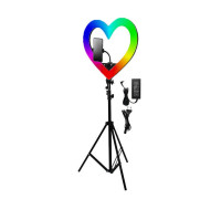 Кольцевая лампа RGB в виде сердца, со штативом и держателем телефона, размер лампы - 49 см