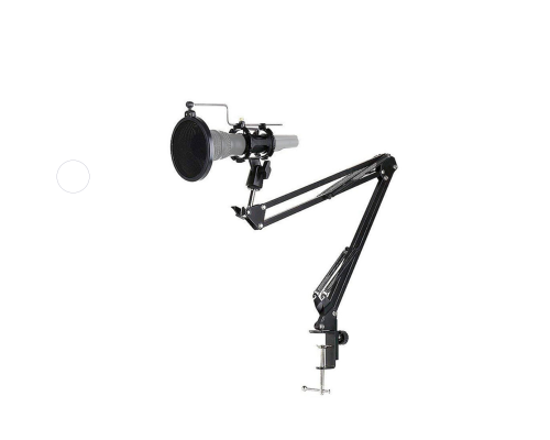 Настольная стойка пантограф F-91 с держателем для микрофона и поп-фильтром диаметром 10 см