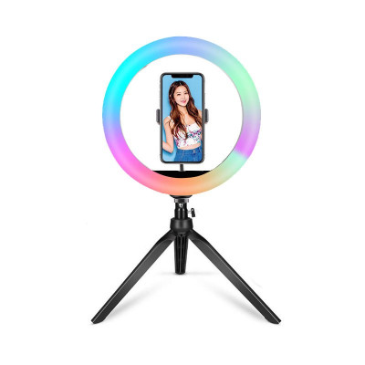 Кольцевая лампа RGB SL-R26 с настольной треногой, держателем для смартфона, адаптером, диаметр 26 см