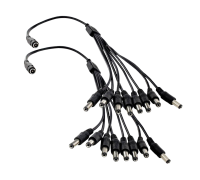 Разветвитель питания на 8 штекеров DC 2.1/5.5 мм, длина 40 см, черный, 2 шт