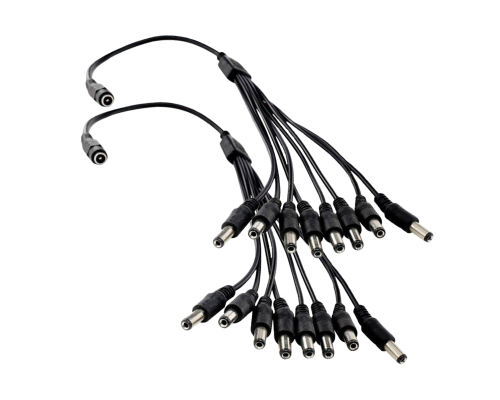 Разветвитель питания на 8 штекеров DC 2.1/5.5 мм, длина 40 см, черный, 2 шт