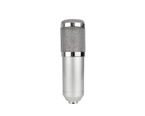 Конденсаторный микрофон BM-800 (в комплекте USB звуковой адаптер, пантограф, поп-фильтр, ветрозащита, два держателя для микрофона), серебристый