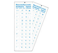 Наклейки на клавиатуру прозрачные 2шт, русские буквы, синий цвет
