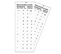Наклейки на клавиатуру прозрачные 2шт, русские буквы, черный цвет