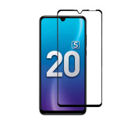 Защитное стекло для Honor 20S полная проклейка черное с салфеткой и стиком, в комплекте 2 стекла