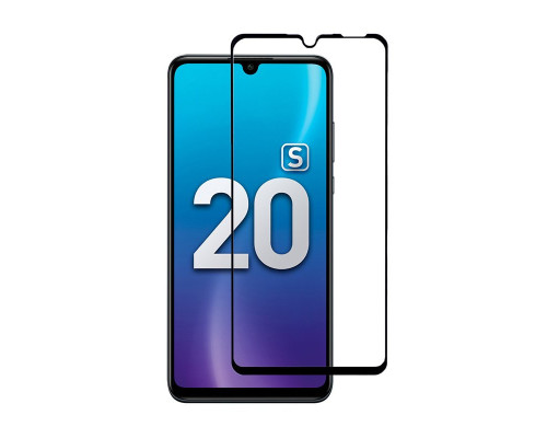 Защитное стекло для Honor 20S полная проклейка черное с салфеткой и стиком, в комплекте 2 стекла