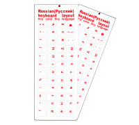 Наклейки на клавиатуру прозрачные 2шт, русские буквы, красный цвет