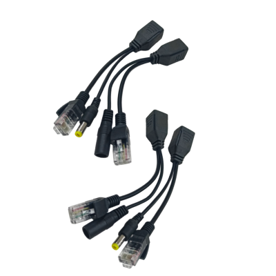Пассивный приемник и передатчик PoE, RJ45, DC 2.1/5.5 мм, 2 комплекта, черный