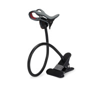 Гибкий держатель-прищепка для телефона с металлическим зажимом для стола, черный