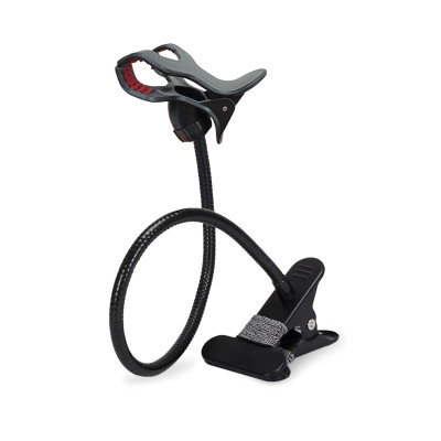 Гибкий держатель-прищепка для телефона с металлическим зажимом для стола, черный