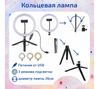 Набор начинающего блогера 1000 и 1 Лайк SNB-267 с кольцевой лампой 26 см, 2 треногами, шарниром, пультом