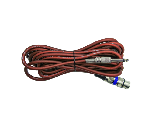 Кабель 5м, XLR – Jack 6.3 (TS), для динамического вокального микрофона, красно-коричневый
