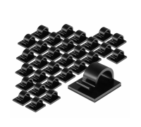 Крючки для гирлянд проводов самоклеящиеся черные настенные, 30 штук