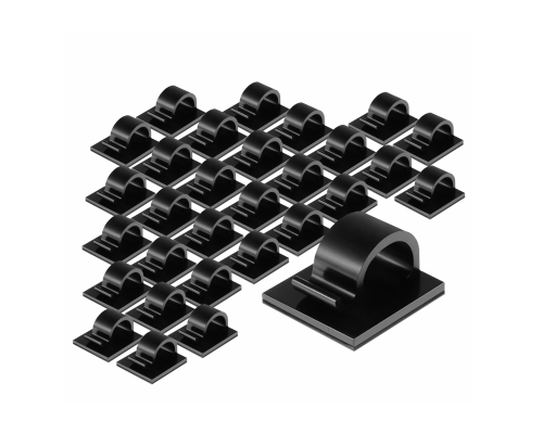 Крючки для гирлянд проводов самоклеящиеся черные настенные, 30 штук