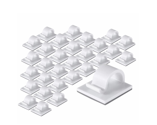 Крючки для гирлянд проводов самоклеящиеся белые настенные, 30 штук