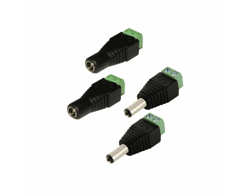 Комплект разъемов питания для камер наблюдения DC (папа) и DC (мама) с клеммной колодкой PST-DCF02 и PST-DCF01 в комплекте 4 разъема (по 2 каждого)
