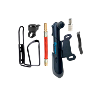 Велонабор VS-PUNFZV-02: ручной насос, шланг с удлинителем ниппеля, флягодержатель и звонок для велосипеда