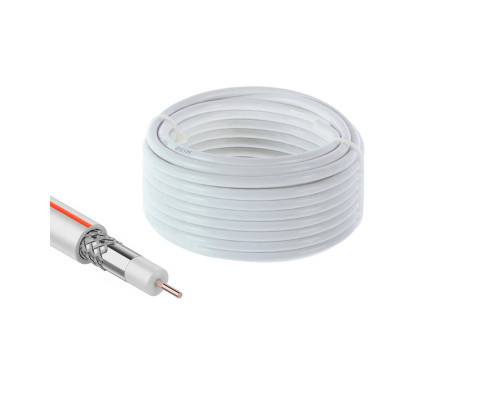 Кабель коаксиальный (телевизионный) RG - 6 75 Ом F660, белый, 20 метров