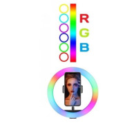 Кольцевая лампа RGB 20 см с держателем для смартфона, 15 цветовых схем, 10 ступеней яркости