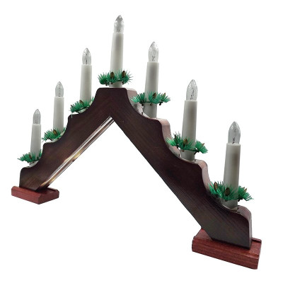 Светильник рождественская горка c деревянной основой, коричневая