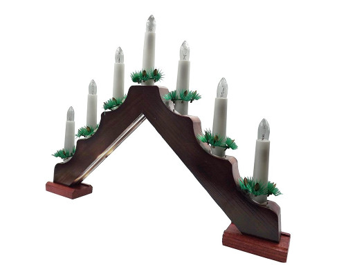 Светильник рождественская горка c деревянной основой, коричневая