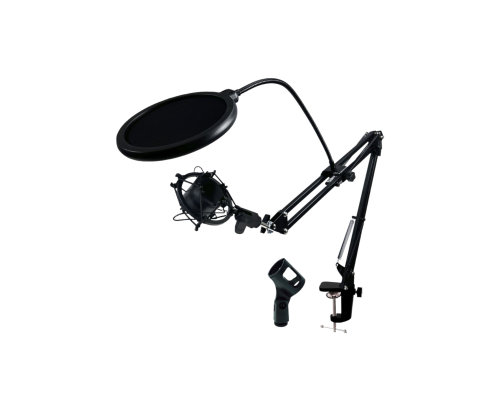 Настольная стойка пантограф ST-3593 для микрофона с усиленной струбциной, пауком и поп-фильтром с нагрузкой до 1.6 кг в твердой коробке