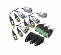 Комплект VTT HD UTP BALUN приемо-передатчики по витой паре AHD/CVI/TVI 6 шт. с переходниками DC (папа) и DC (мама) с клеммными колодками, по 3 шт.