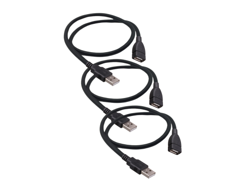 Удлинитель USB 2.0(m)-USB 2.0(f) 0.5м, черный, 3 шт