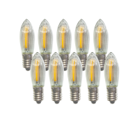 Комплект светодиодных лампочек LED-10T теплый свет с цоколем Е10, 10 шт