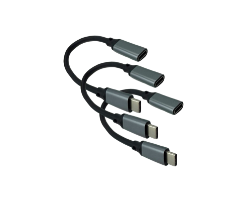 Кабель USB Type-c, удлинитель 0.2 м, черный, 3 шт