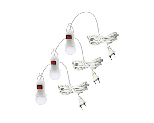 Переносная лампа 5W для автомобиля гаражная с патроном и кабелем, 3 шт