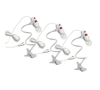 Светильник патрон c фитолампой 12 Вт и проводом 3,8 м на гибком держателе с пластиковым зажимом для стола, белый, 3 шт